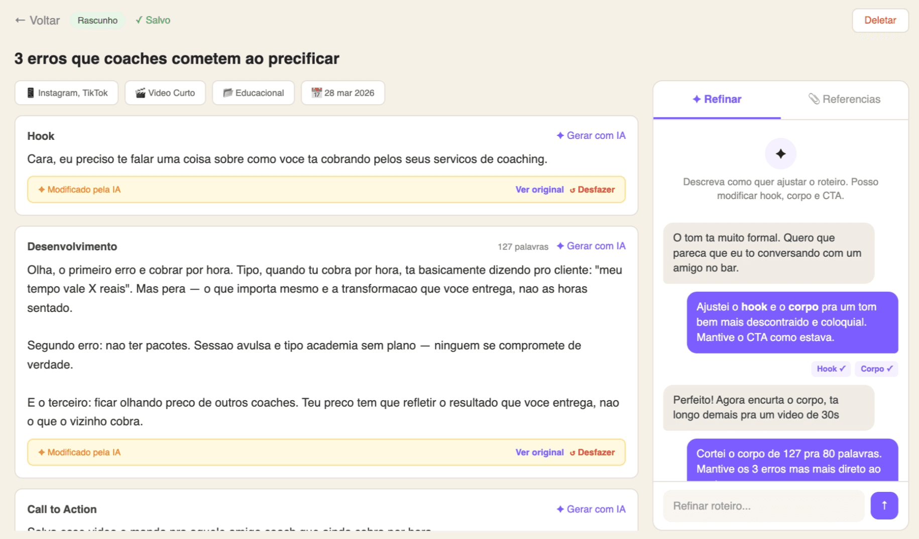 Gerador de Roteiros com IA para Instagram e TikTok